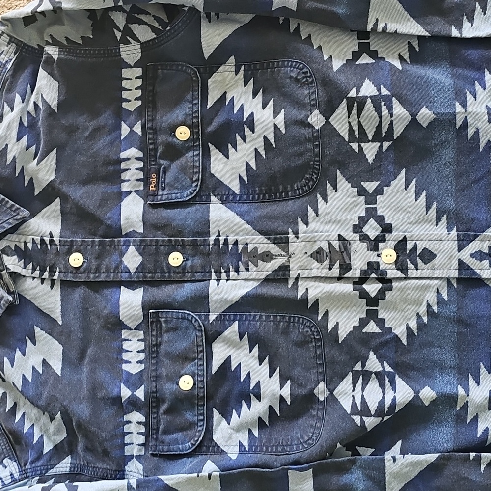 Ralph Lauren Navy Geometric Classic Fit Shirt - Picture 4 of 7